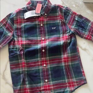 Vineyard Vines Kids Plaid Shirt - Navy and Red